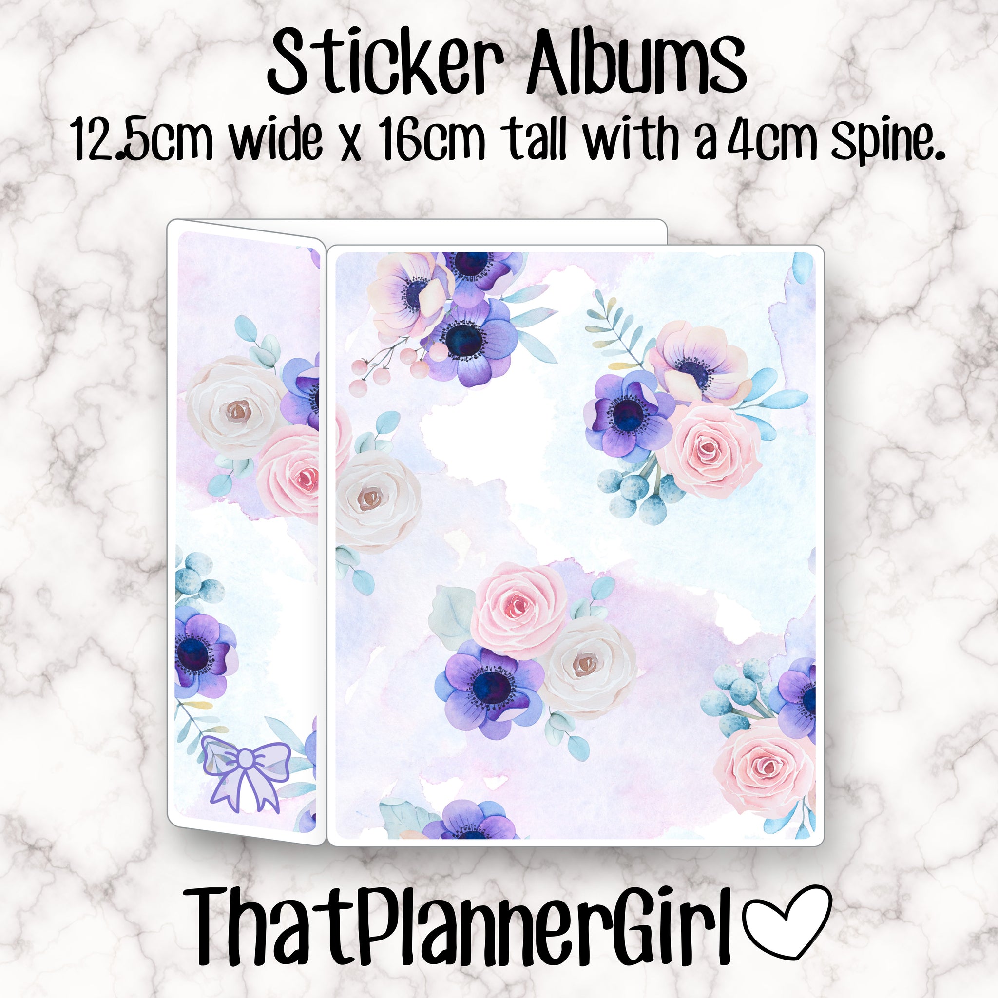 "Floral" Sticker Album - 60 clear sleeves per album - Suitable for small sticker sheets!