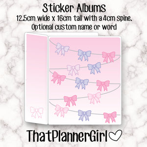 "String of Bows" Sticker Album - 60 clear sleeves per album - Suitable for small sticker sheets!