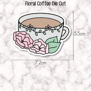 Floral Coffee Cup | VINYL DIE CUT