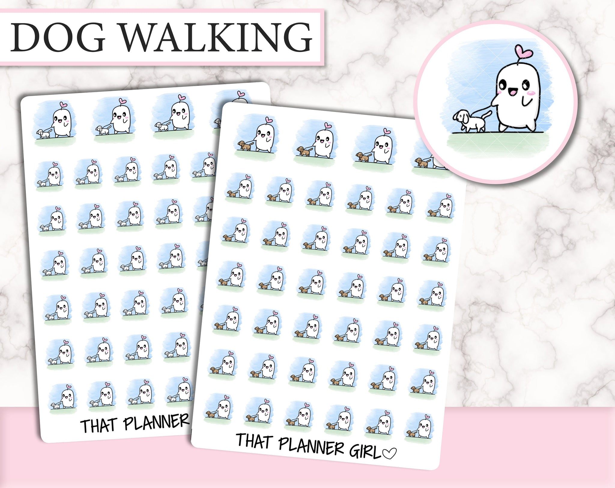 Friend Walking Dog Doodle | D010
