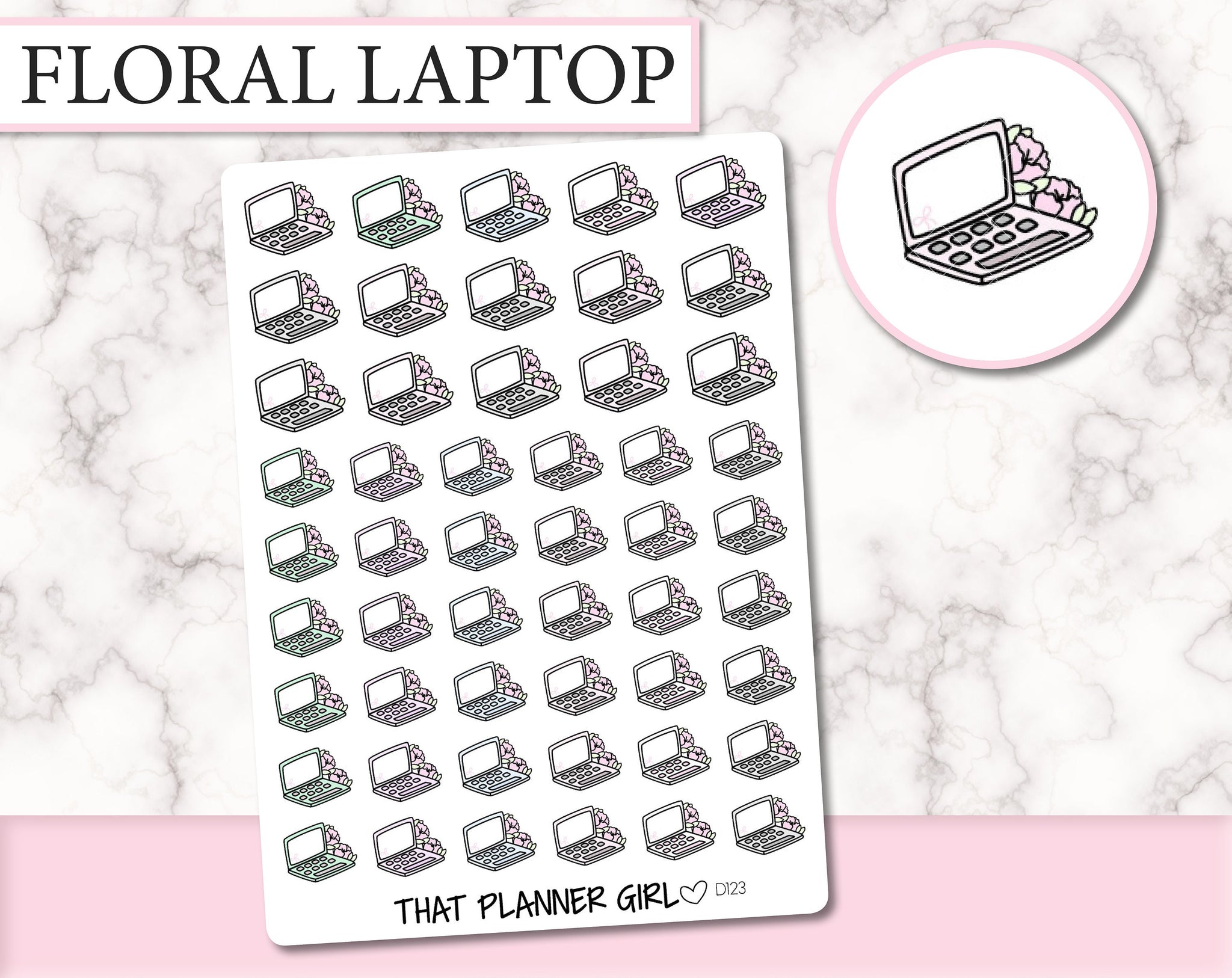 Floral Laptop Doodle | D123