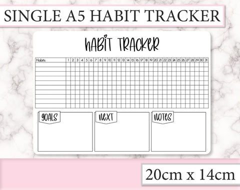A5 size habit tracker sticker | BU005