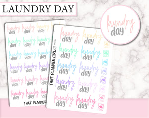 Laundry Day Dual Font Script Stickers | M044