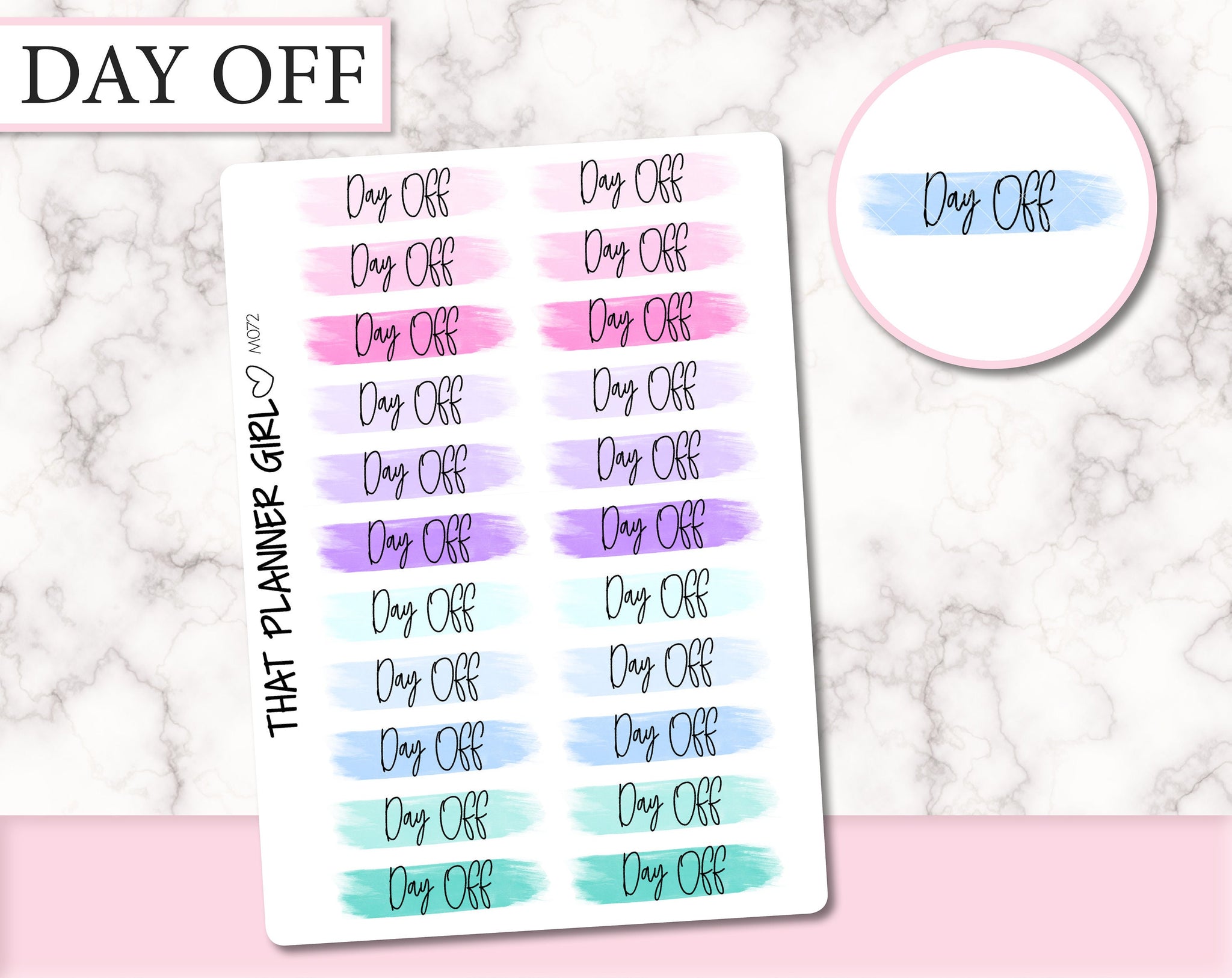 Script Swatch Stickers - DAY OFF | M072