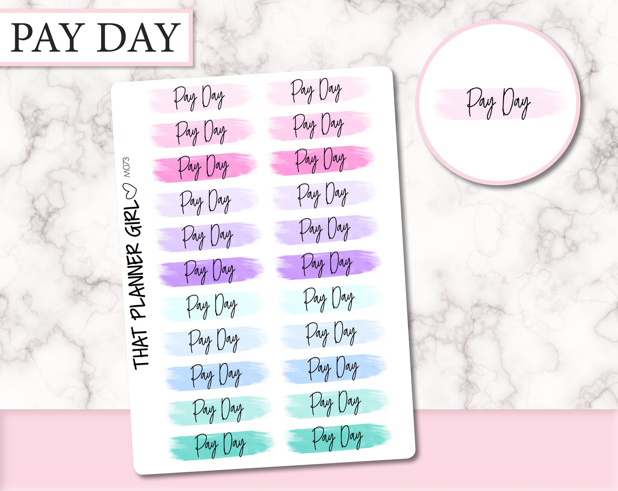 Script Swatch Stickers - PAY DAY | M073