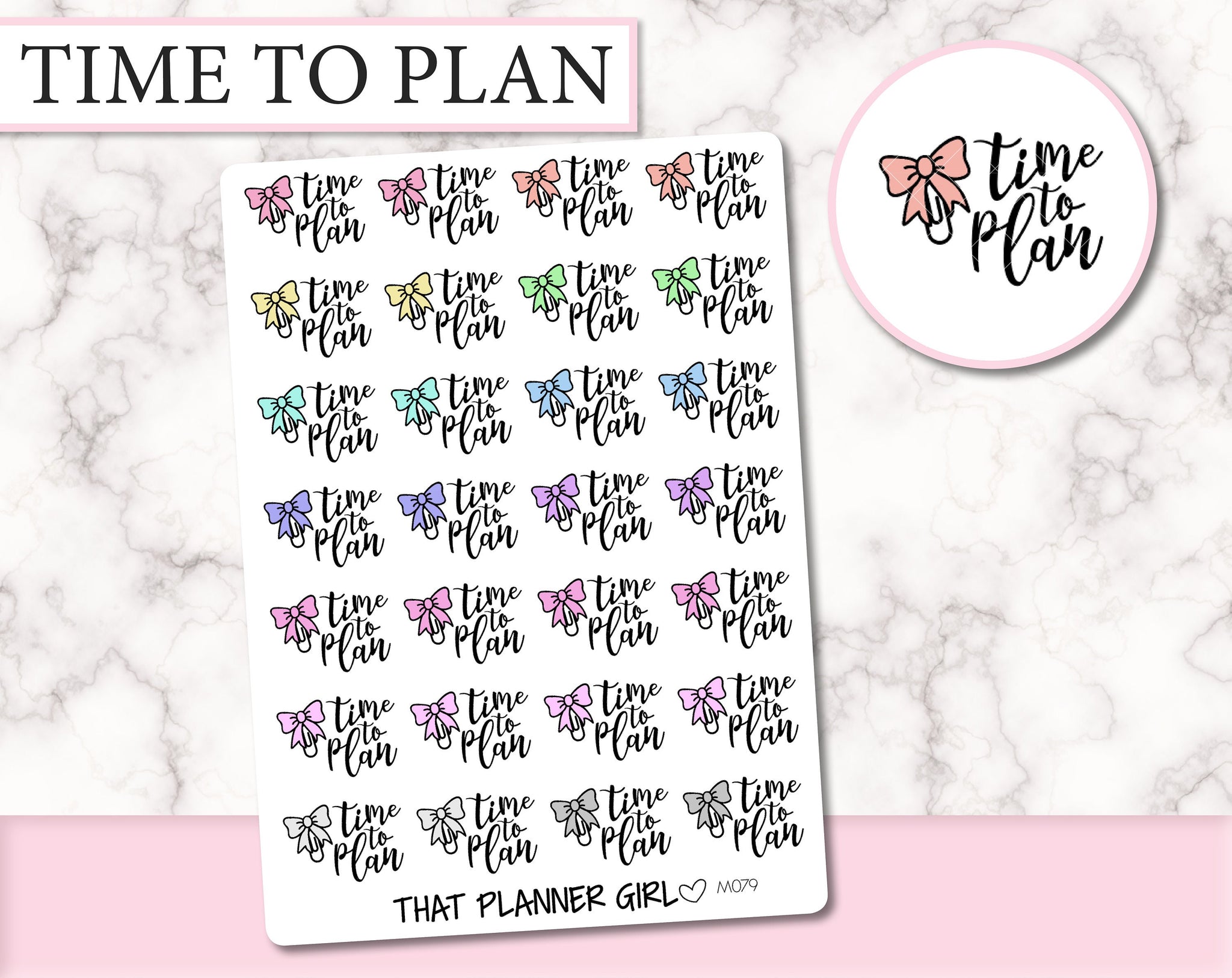 Time To Plan Script with Bow Paper Clip | M079