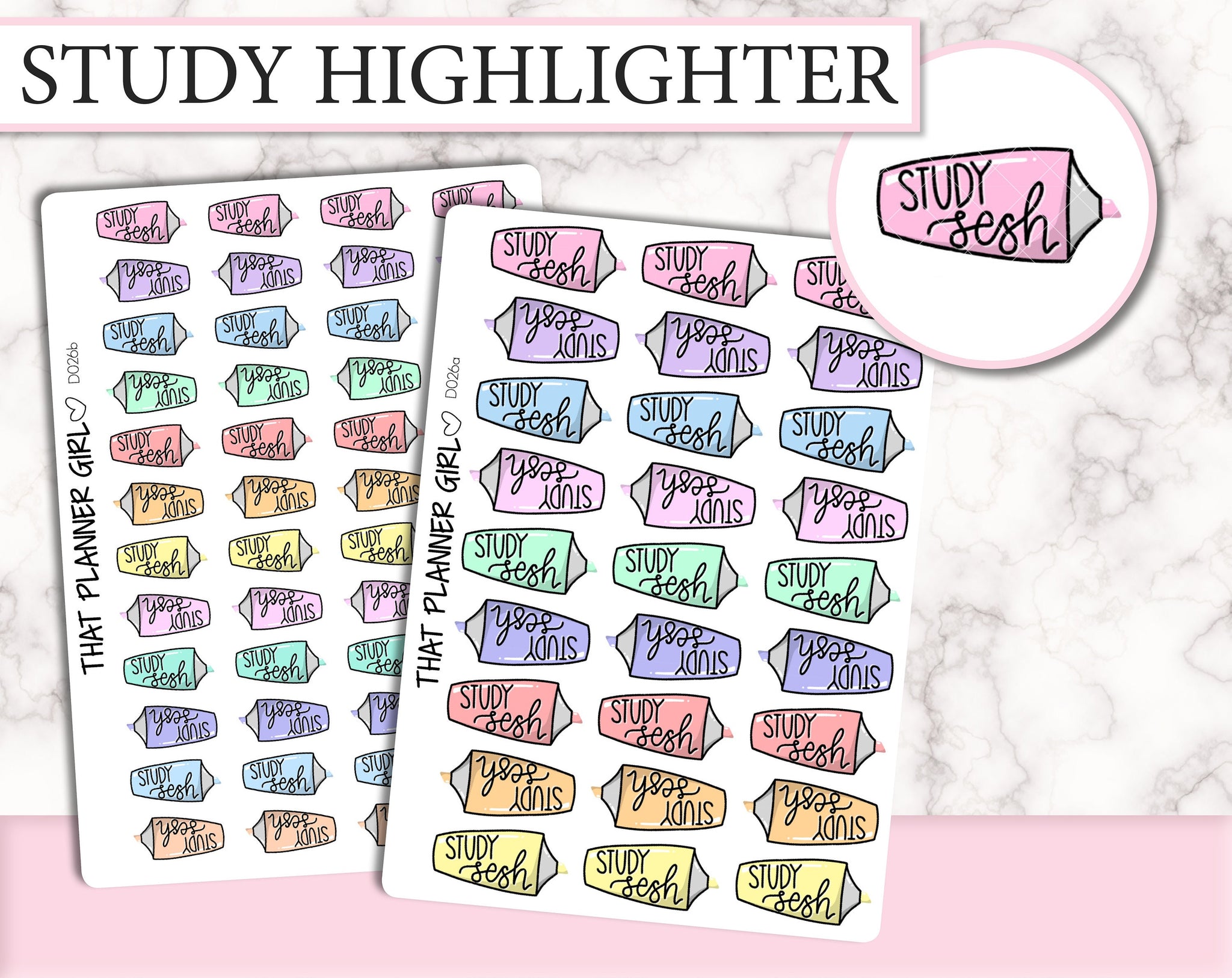 Study Sesh Highlighter Doodle | D026