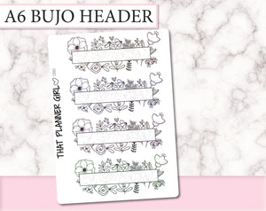 A6 Floral Bullet Journal Header Stickers | D120